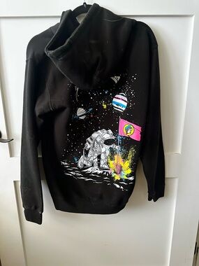 Buc-ees Black Astronaut Graphic Hoodie with Neon Flag - Hoodie